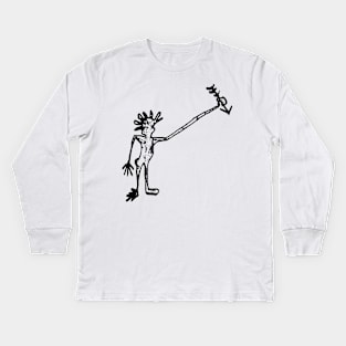 Man with Arrow Doodle Black Kids Long Sleeve T-Shirt